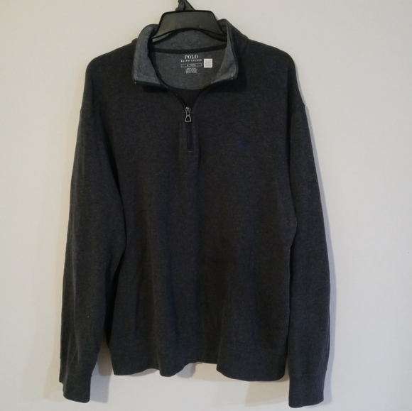 Men's Polo Ralph Lauren Dark Gray Cotton Blend Quarter-Zip Up Pullover